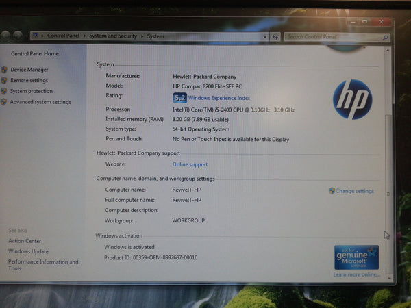 HP 8300 i5 3rd 3.0ghz i5 bundle package – Tower, 19 inch monitor, keyboard and mouse @ 3.0 GHz/ 8 GB RAM/500GB HDD/ Win 10 pro 64 bits!